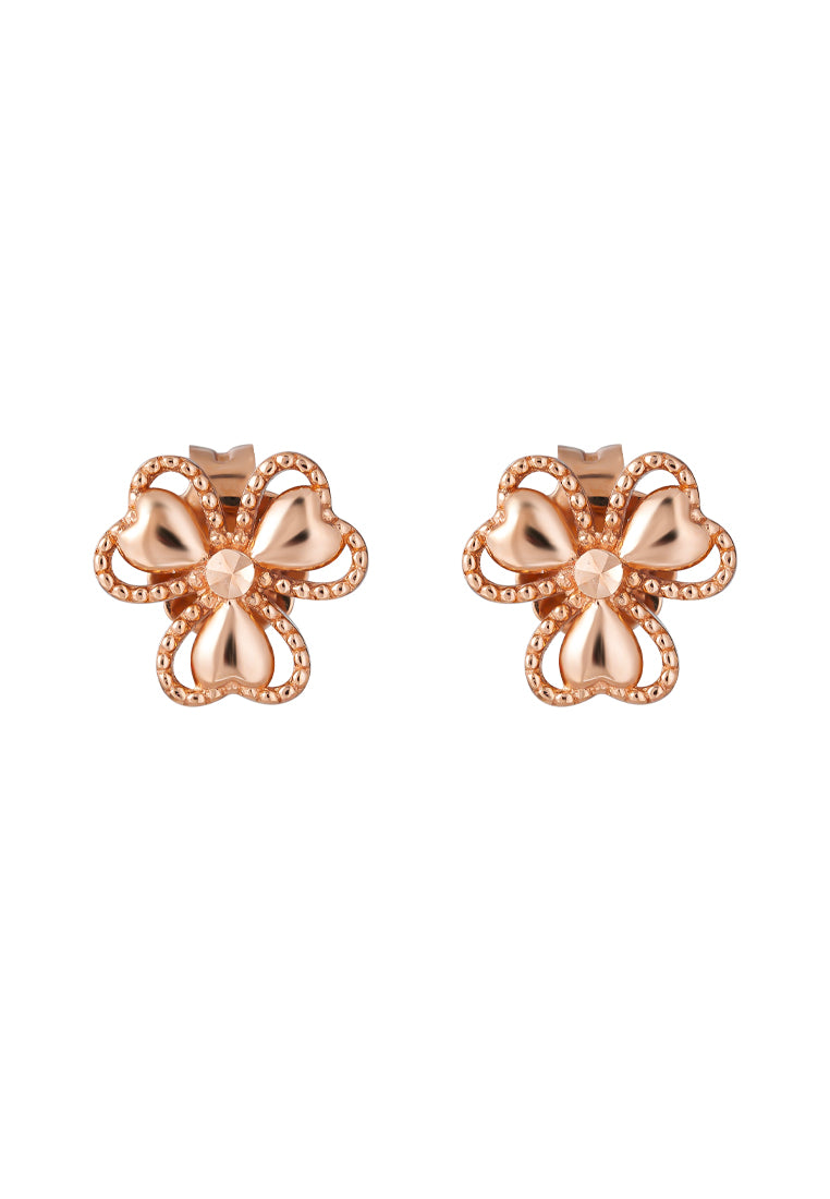 TOMEI Rouge Collection Clover Earrings, Rose Gold 750
