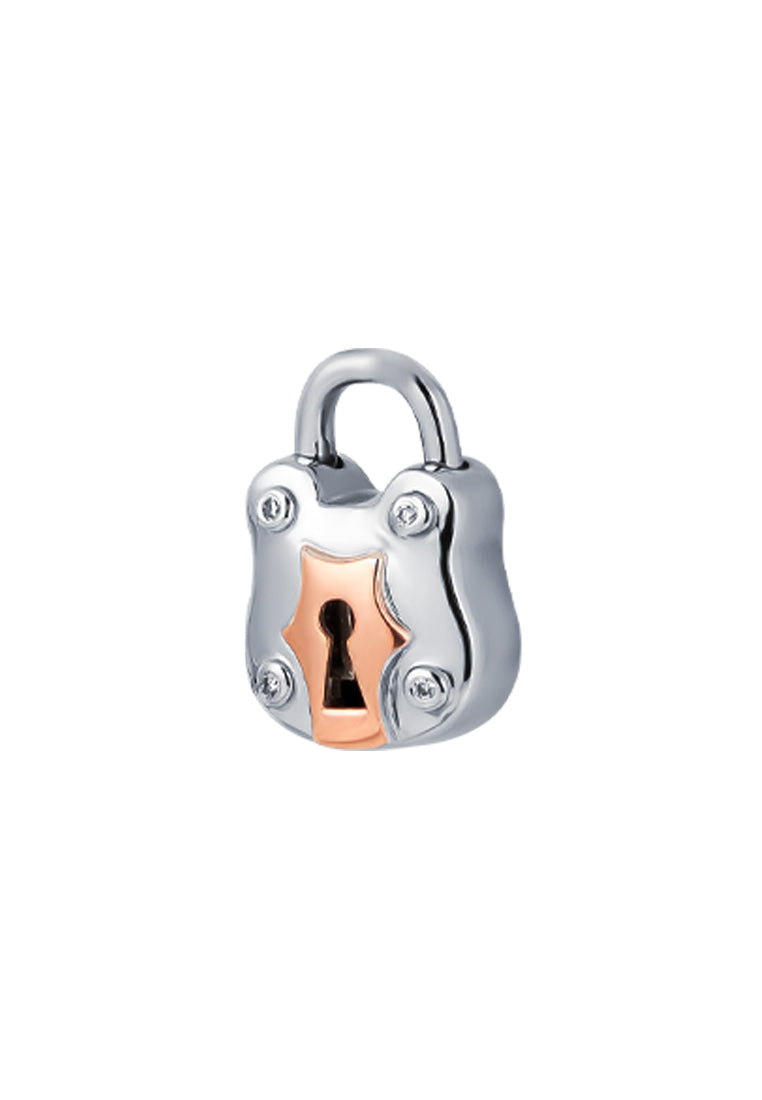 TOMEI Love Lock Collection Rose Beary Pendant, White Gold 750