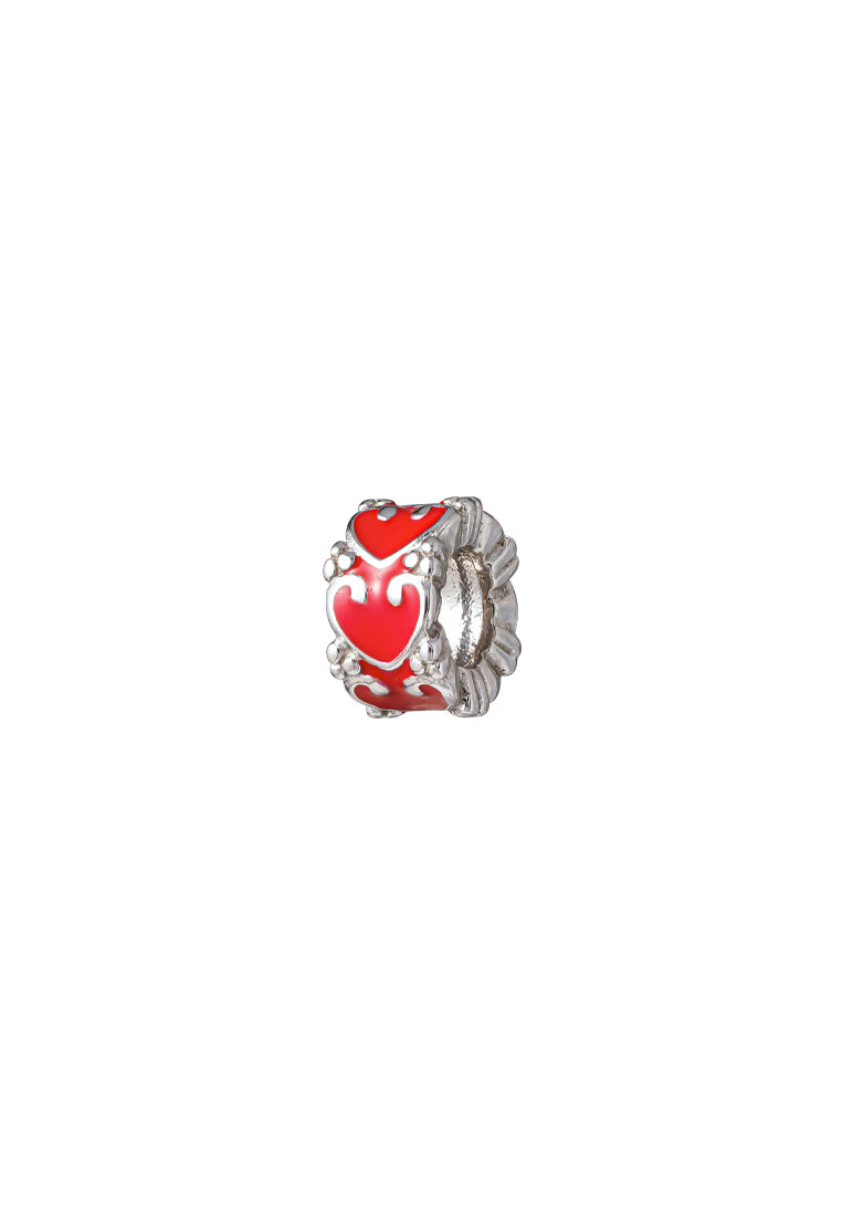 TOMEI Bright Red Heart Charm, White Gold 585