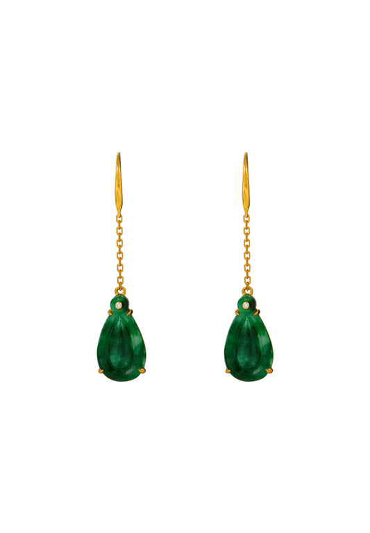 TOMEI Jadeite Dangling Earrings, Yellow Gold 750