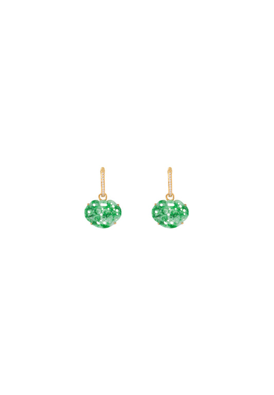 TOMEI Ruyi Lock Jade Earrings, Yellow Gold 750
