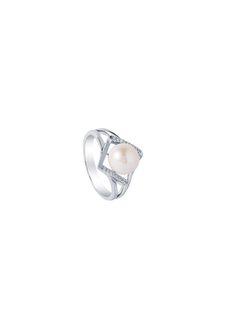 TOMEI Pearl Ring, White Gold 585