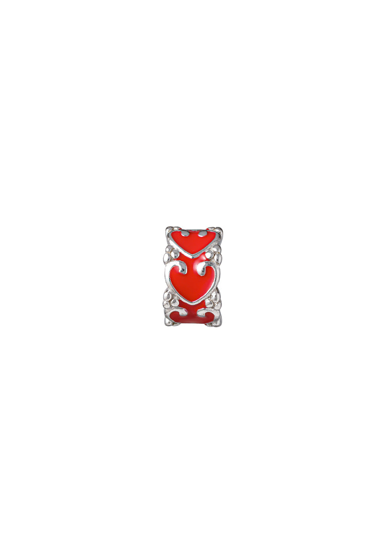 TOMEI Bright Red Heart Charm, White Gold 585