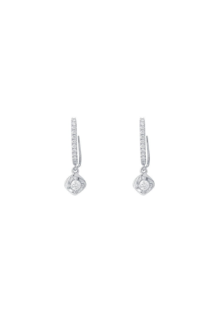 TOMEI Dangling Loop Earrings, Diamond White Gold 750