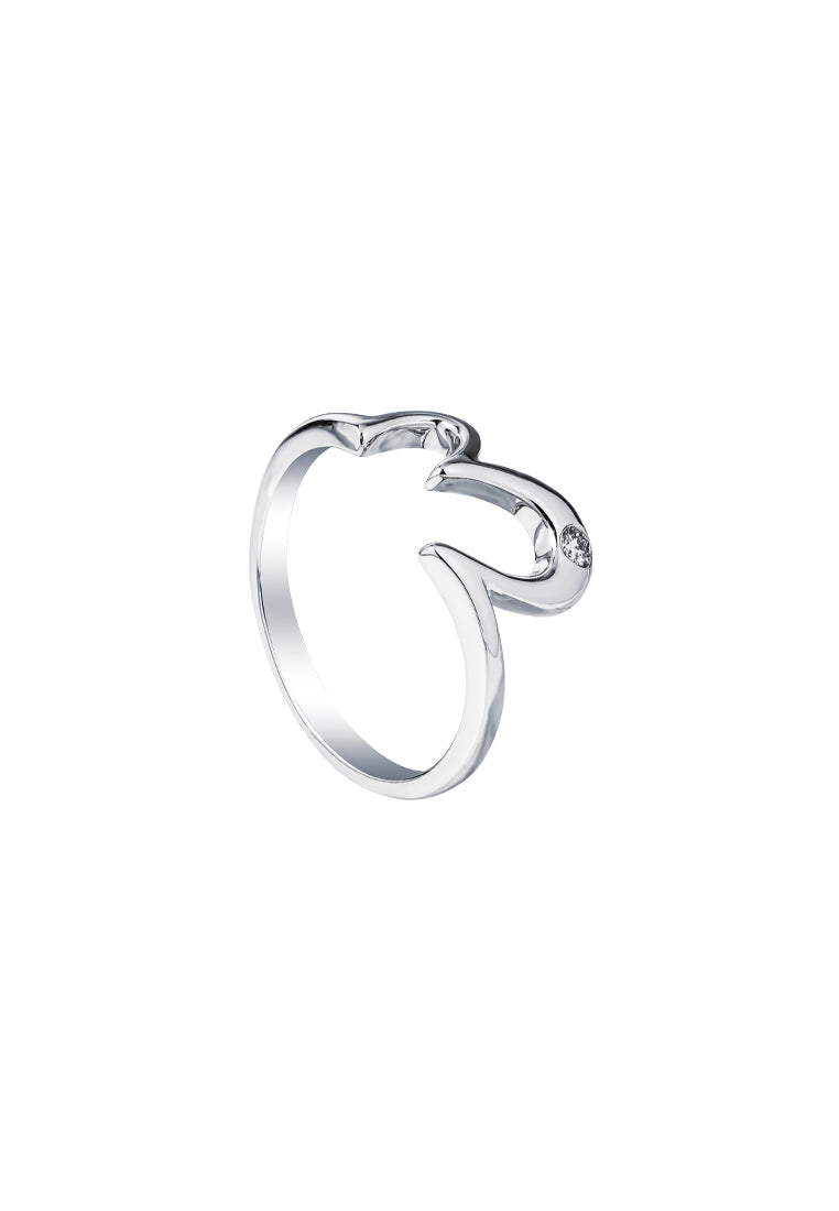 TOMEI Wavy Diamond Ring, White Gold 375