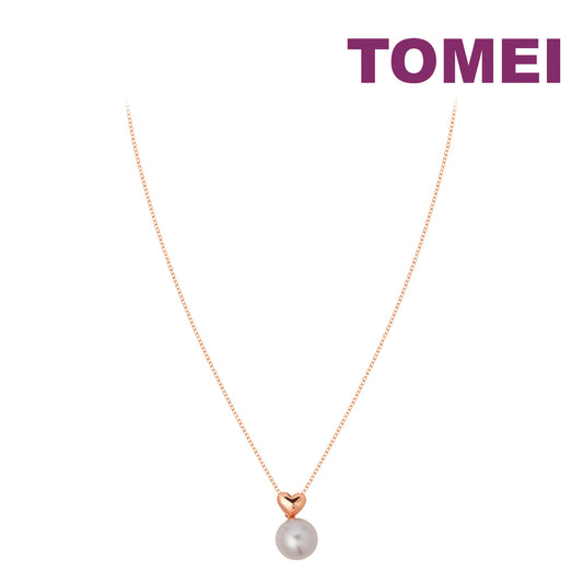 TOMEI Rouge Collection Petite Love Pearl Necklace, Rose Gold 750