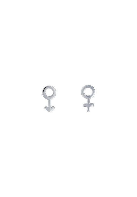 TOMEI Gender Symbol Earrings, White Gold 585