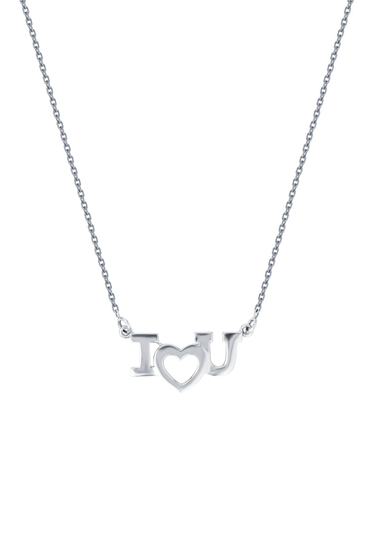 TOMEI I Love U Necklace, White Gold 375