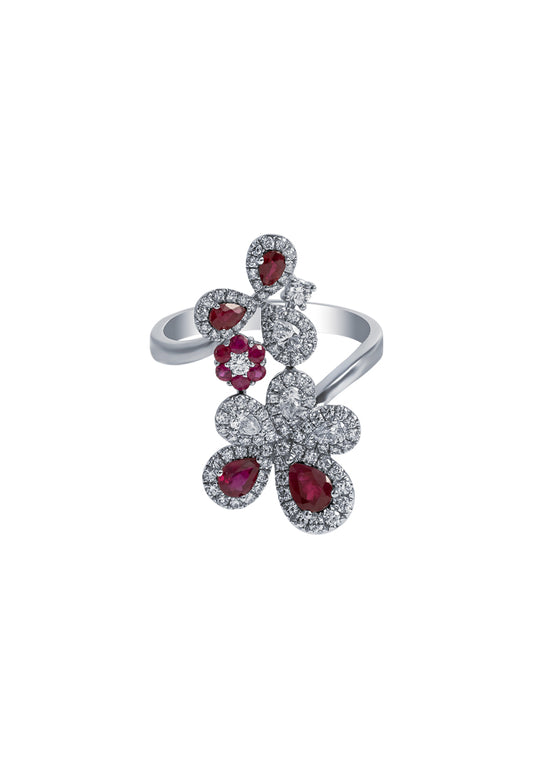 TOMEI Eternal Flame Collection, Ruby Ring, White Gold 750