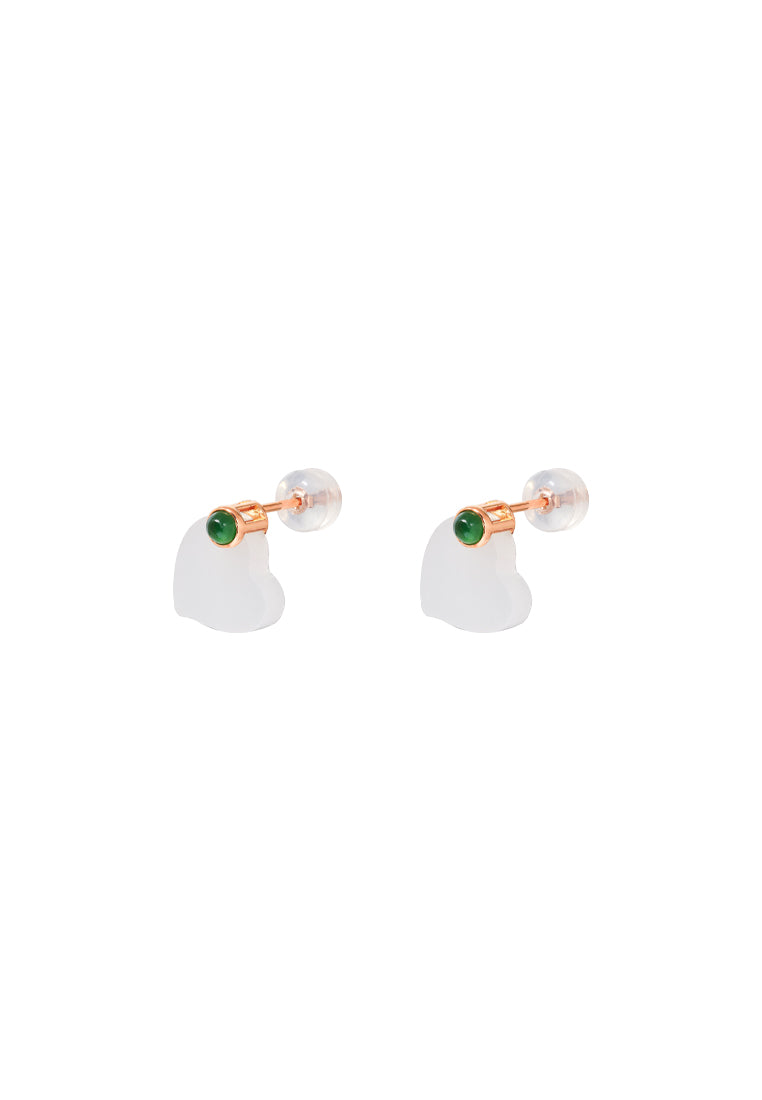 TOMEI Nephrite Collection Earrings, Rose Gold 750
