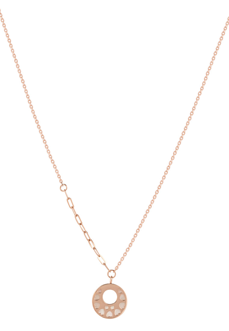 TOMEI Rouge Collection, Nacre Dwi-side Circle Necklace, Rose Gold 750