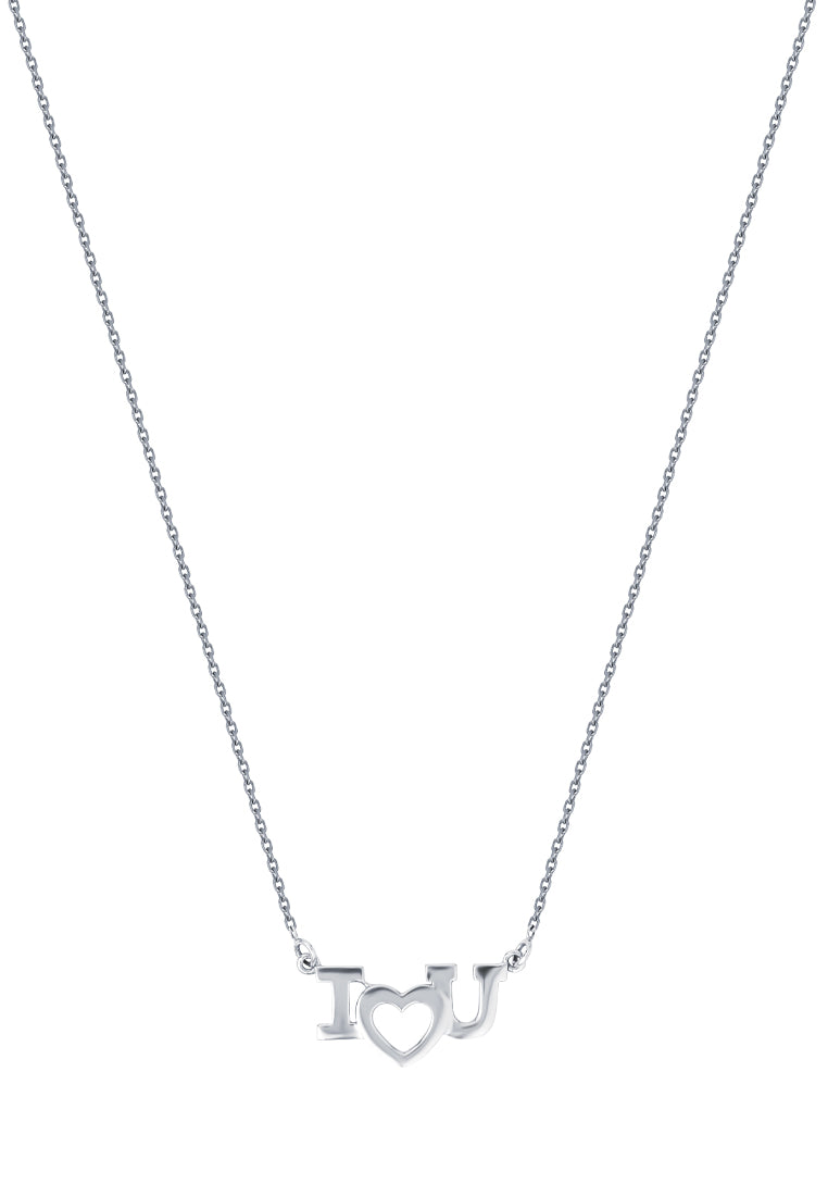 TOMEI I Love U Necklace, White Gold 375