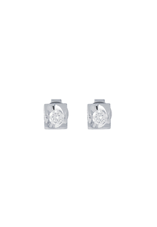 TOMEI Solitaire Earrings, Diamond White Gold 585