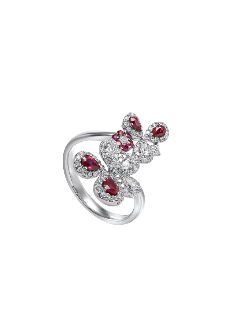 TOMEI Eternal Flame Collection, Ruby Ring, White Gold 750