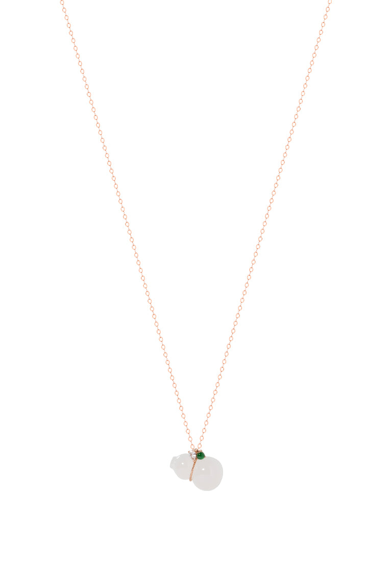 TOMEI Nephrite Series Gourd Necklace, Rose Gold 750