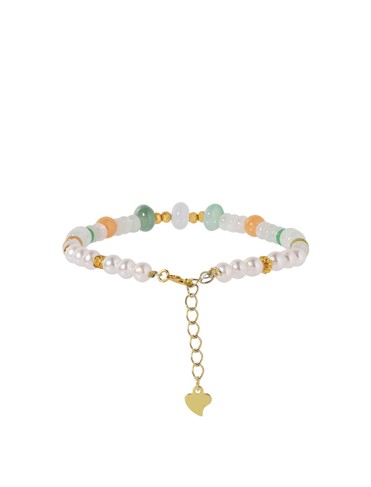 TOMEI [Online Exclusive] Jade and Pearl Bracelet, Silver