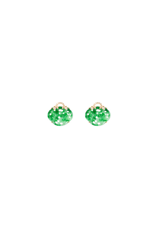 TOMEI Ruyi Lock Jade Earrings, Yellow Gold 750