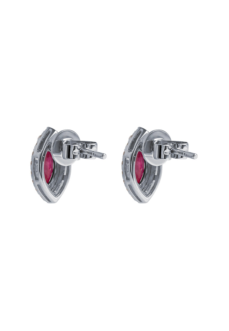 TOMEI Eternal Flame Collection, Ruby Earrings, White Gold 750