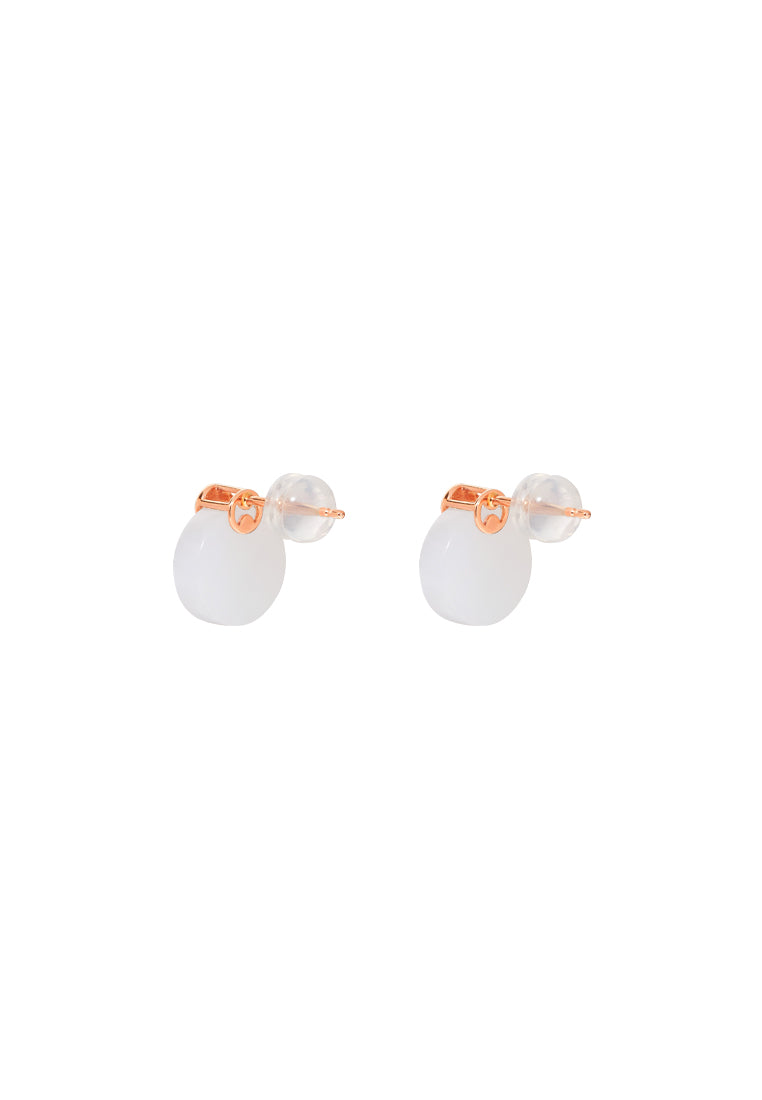 TOMEI Nephrite Collection Earrings, Rose Gold 750