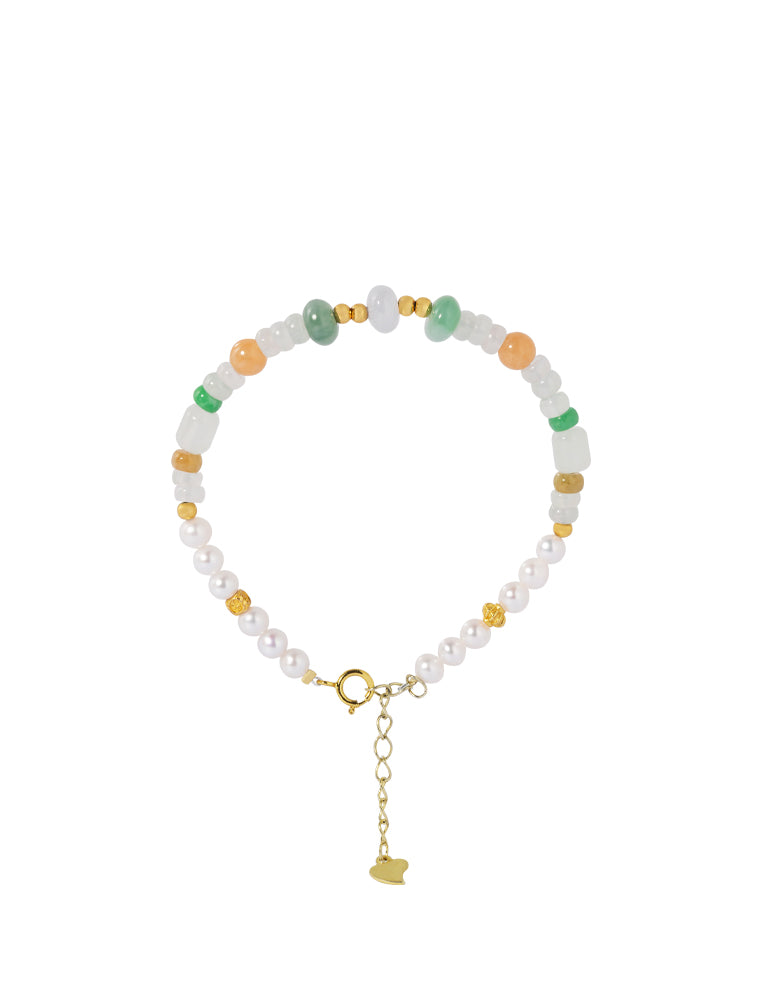 TOMEI [Online Exclusive] Jade and Pearl Bracelet, Silver