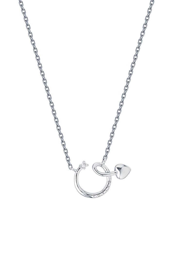 TOMEI Heart Arrow Diamond Necklace, White Gold 375