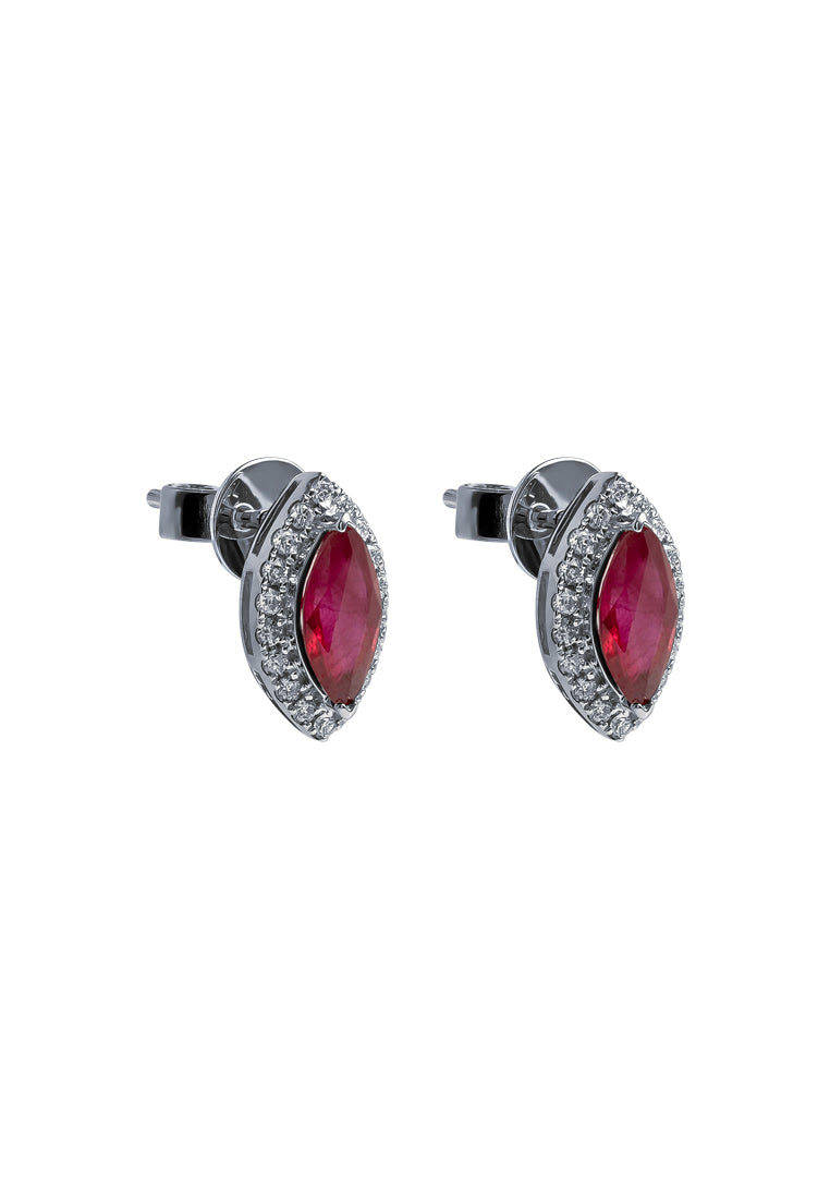 TOMEI Eternal Flame Collection, Ruby Earrings, White Gold 750