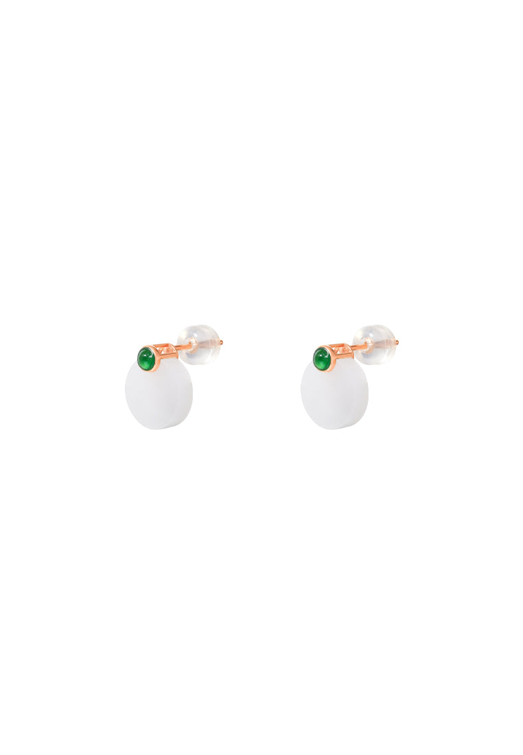 TOMEI Nephrite Collection Earrings, Rose Gold 750