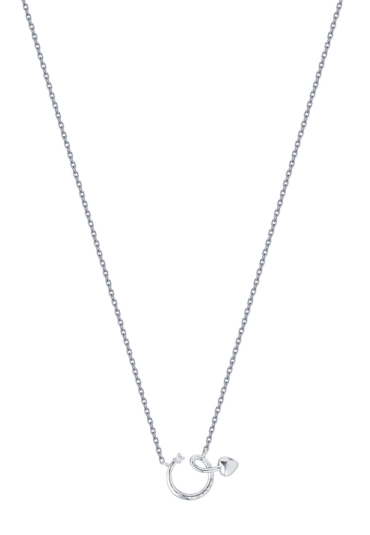 TOMEI Heart Arrow Diamond Necklace, White Gold 375