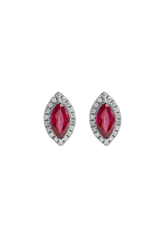 TOMEI Eternal Flame Collection, Ruby Earrings, White Gold 750