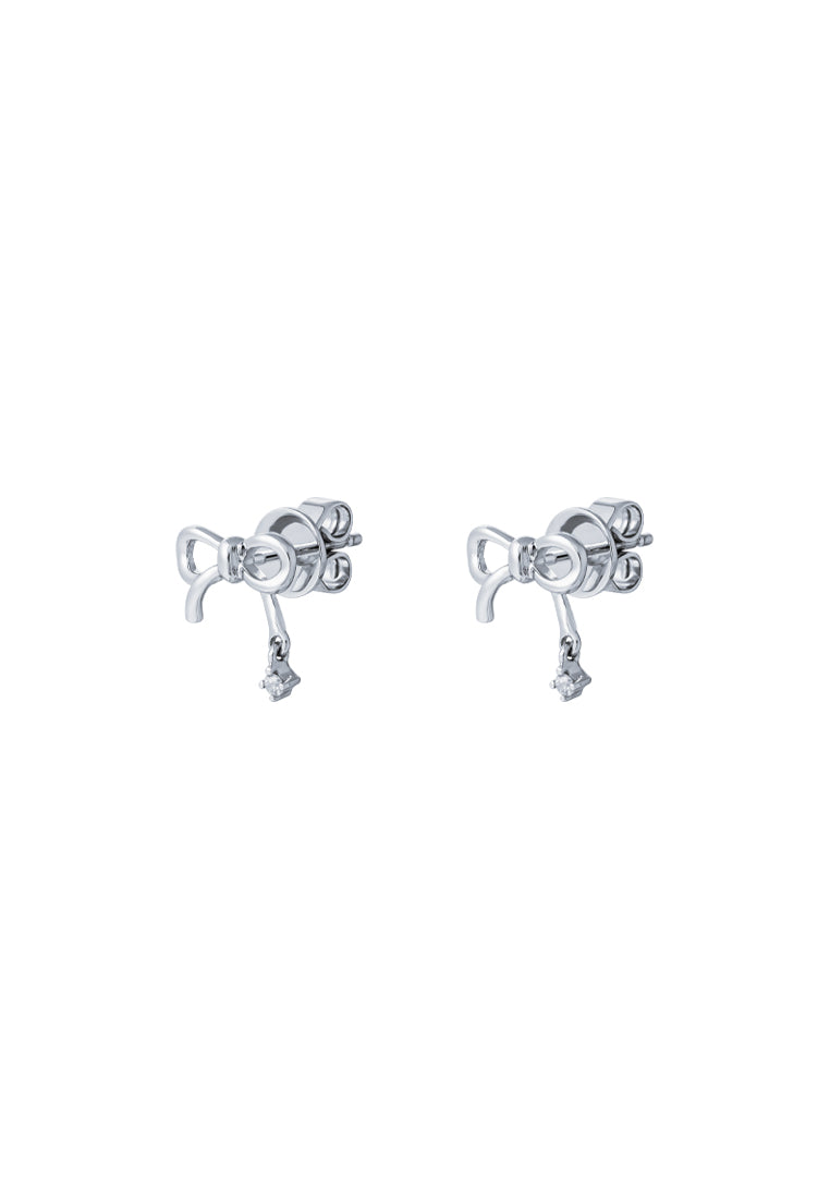 TOMEI Ribbon Earrings, White Gold 585