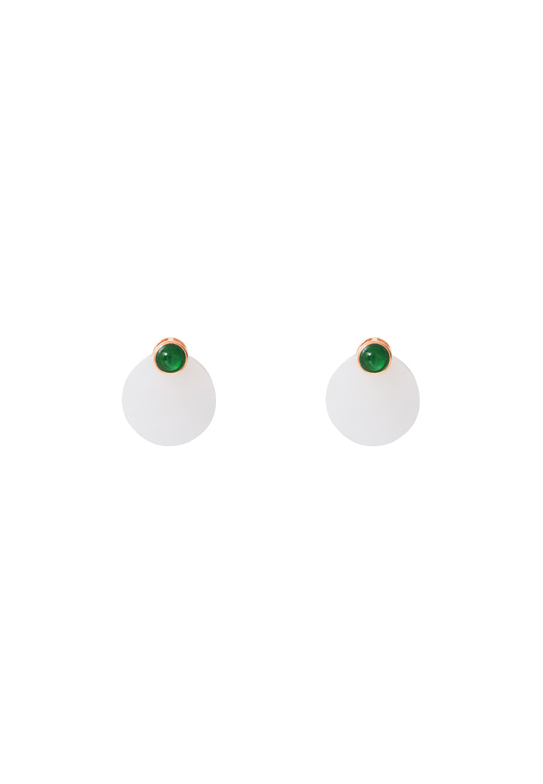 TOMEI Nephrite Collection Earrings, Rose Gold 750