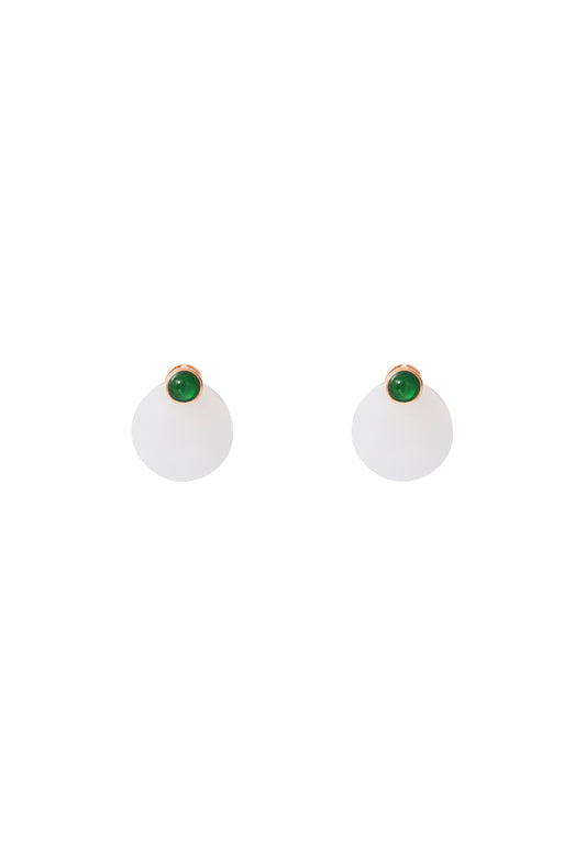 TOMEI Nephrite Collection Earrings, Rose Gold 750
