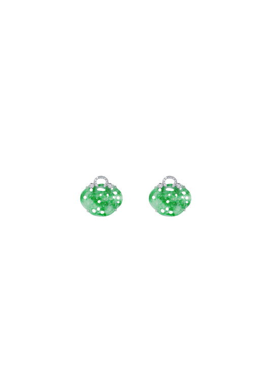 TOMEI Ruyi Lock Jade Earrings, White Gold 750