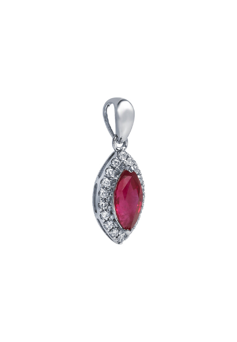 TOMEI Eternal Flame Collection, Ruby Pendant, White Gold 750