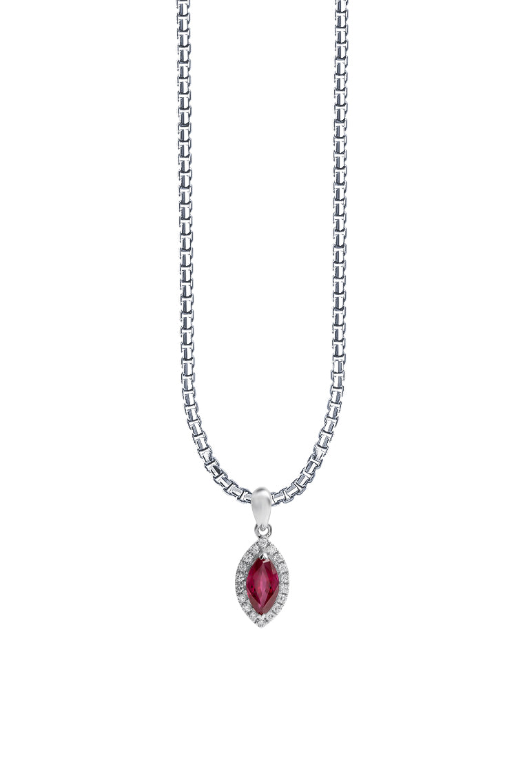 TOMEI Eternal Flame Collection, Ruby Pendant, White Gold 750