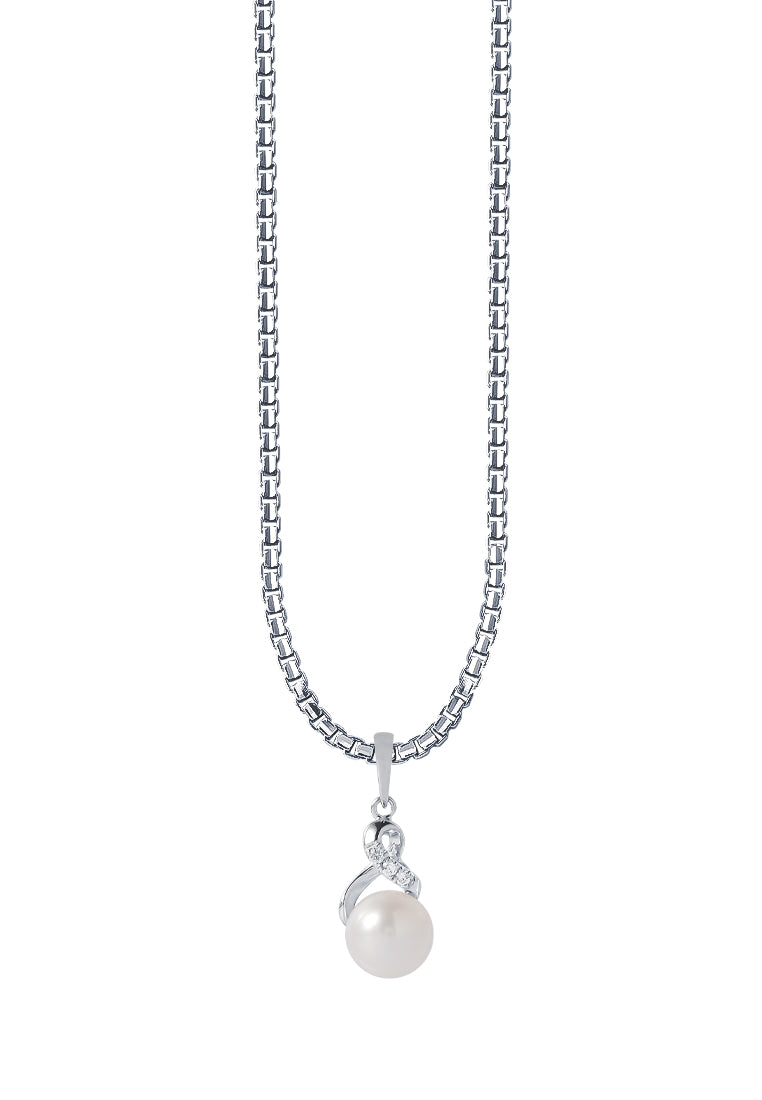 TOMEI Pearl Pendant Set, White Gold 585