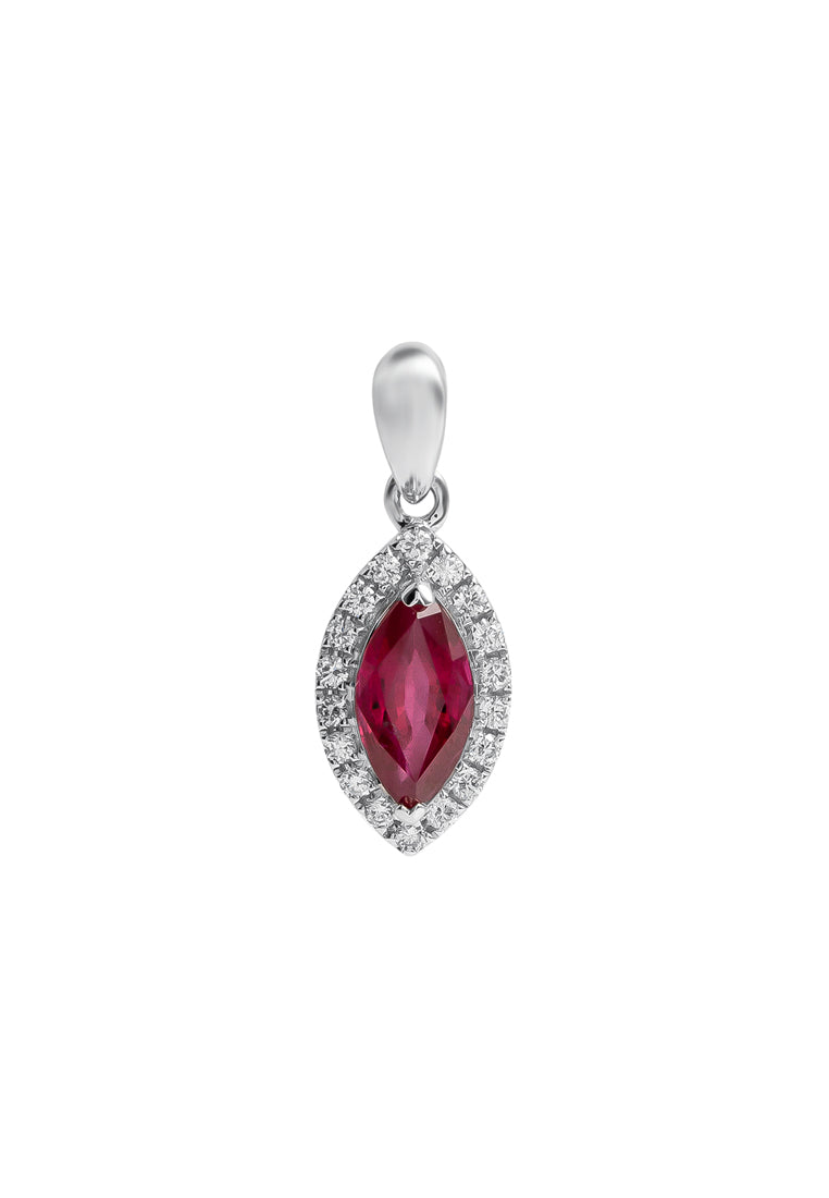 TOMEI Eternal Flame Collection, Ruby Pendant, White Gold 750