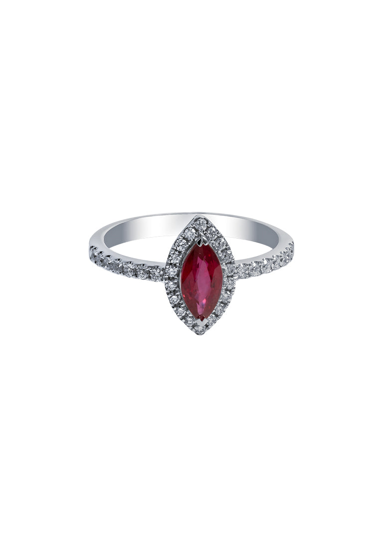 TOMEI Eternal Flame Collection, Ruby Ring, White Gold 750