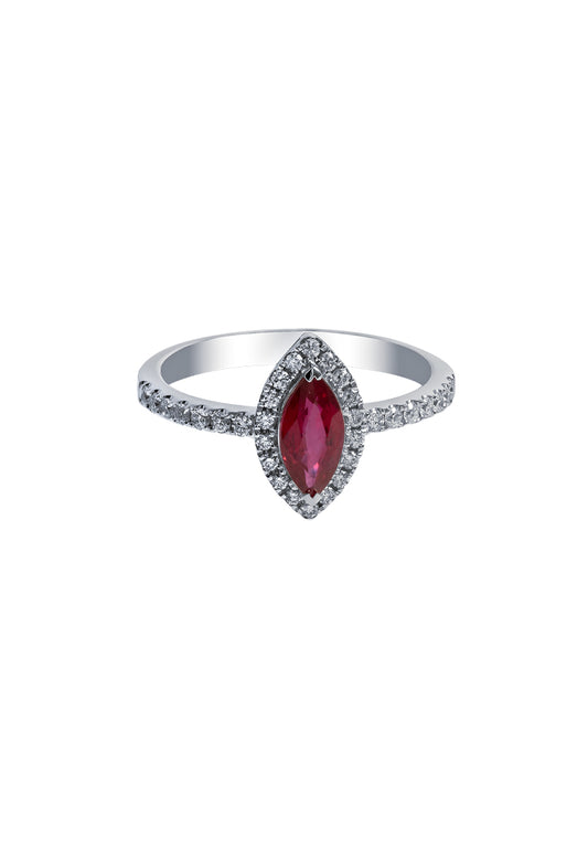 TOMEI Eternal Flame Collection, Ruby Ring, White Gold 750