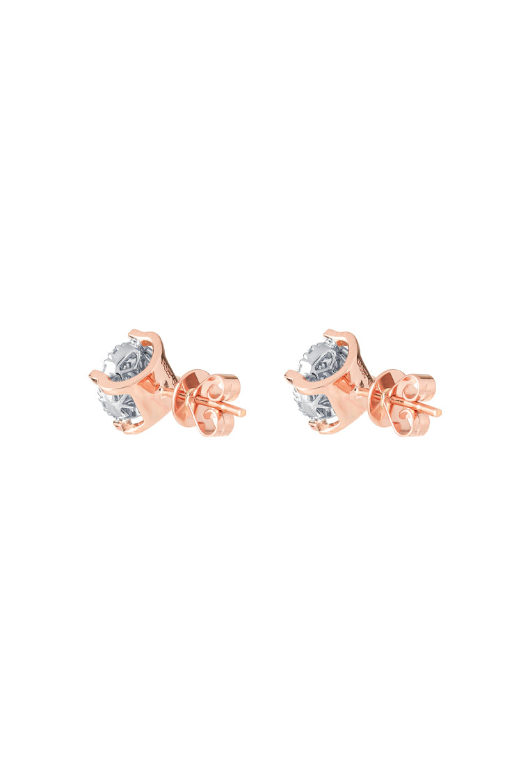 TOMEI Diamond Earrings, White+Rose Gold 750