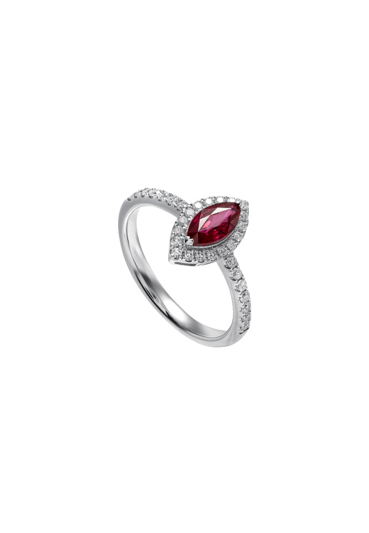 TOMEI Eternal Flame Collection, Ruby Ring, White Gold 750