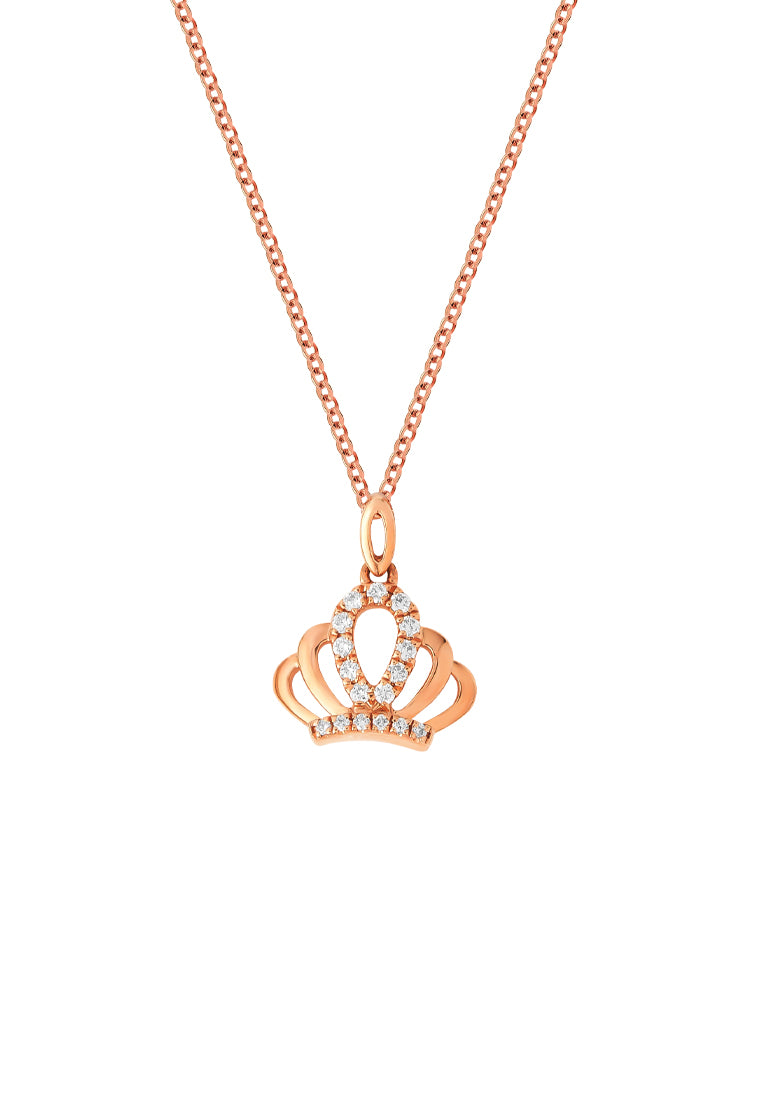 TOMEI Princess Crown Diamond Necklace, Rose Gold 750