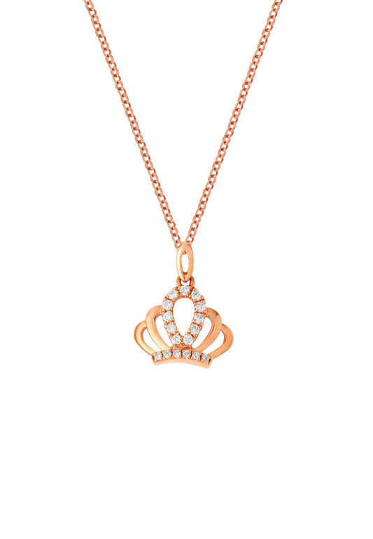 TOMEI Princess Crown Diamond Necklace, Rose Gold 750