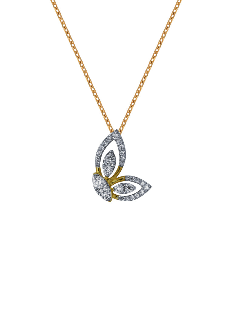 TOMEI Diamond Pendant Set, Yellow Gold 375+585