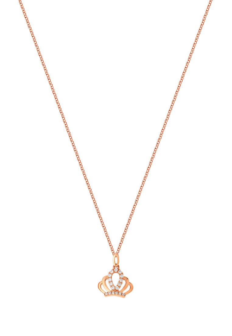 TOMEI Princess Crown Diamond Necklace, Rose Gold 750