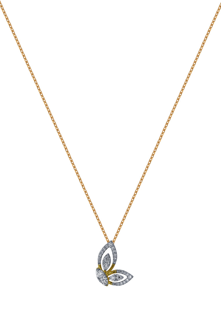 TOMEI Diamond Pendant Set, Yellow Gold 375+585