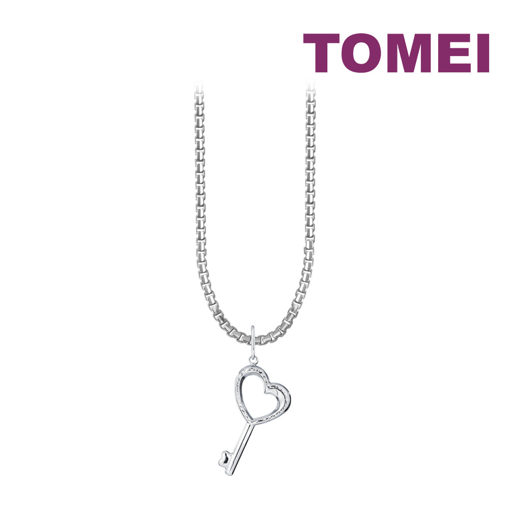 TOMEI Key Love Pendant, White Gold 750