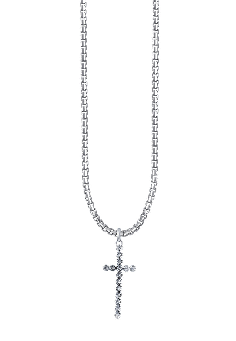 TOMEI Cross Pendant, White Gold 375