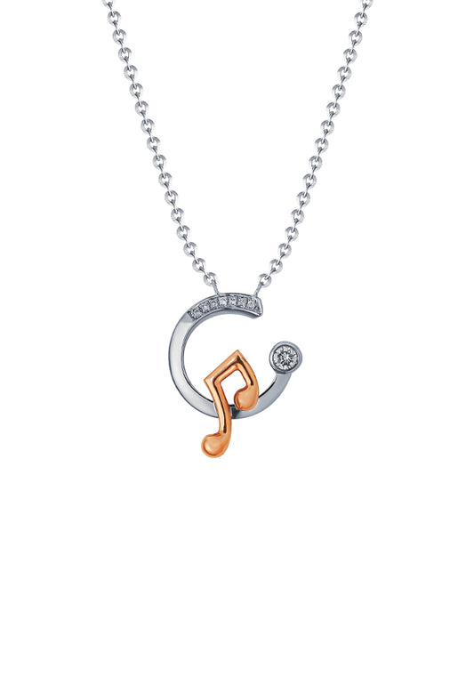 TOMEI Diamond Necklace, White+Rose Gold 750