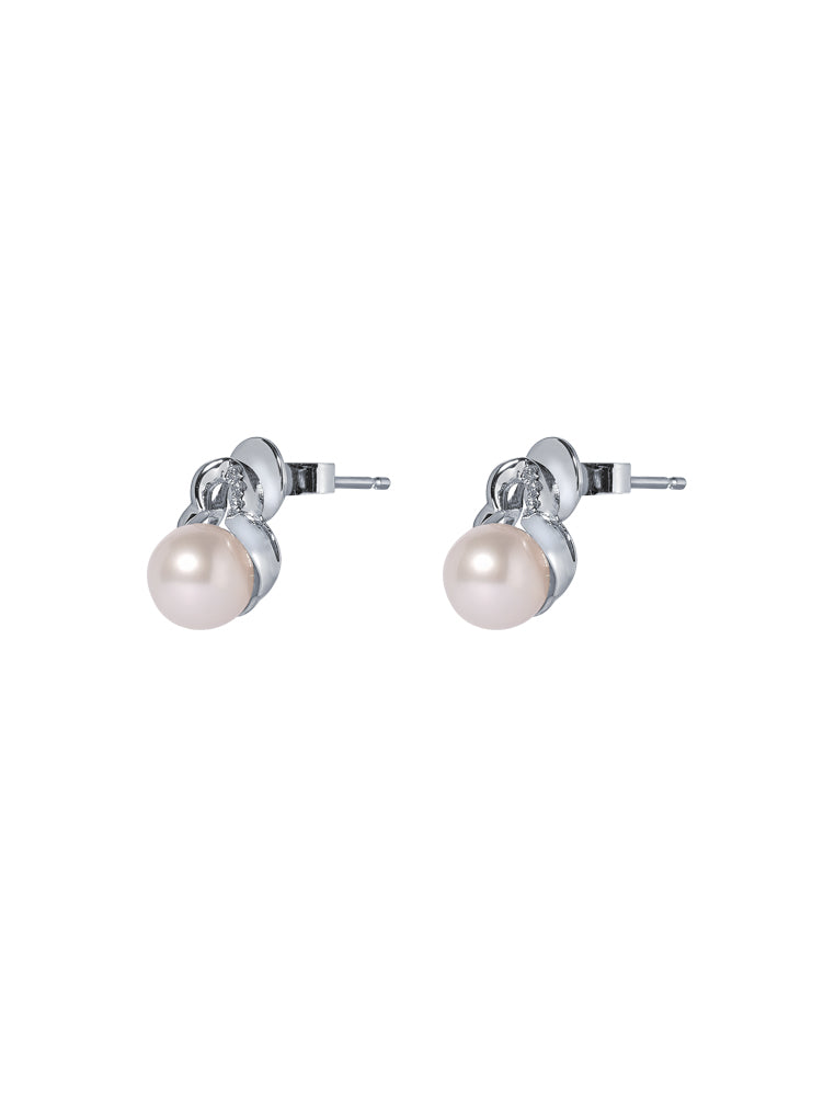 TOMEI Pure Love Pearl Earrings, White Gold 585
